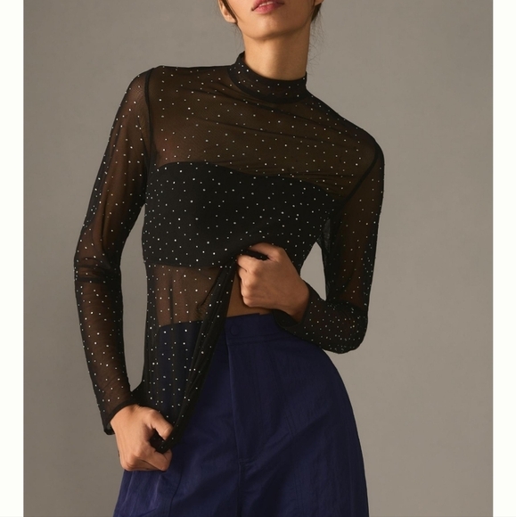 Anthropologie Eva Franco Starlight Long-Sleeve Sheer Tunic Dress - Picture 3 of 13